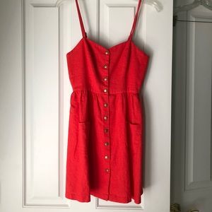 Linen Day Dress with Snap Front Closures